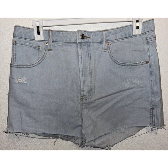 Wild Fable Jean Shorts Super High Rise Cutoff Button Fly Distressed size 14 - Picture 1 of 10